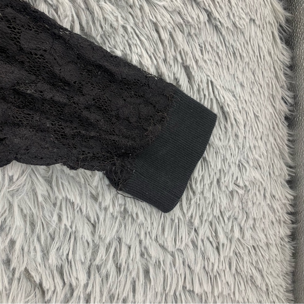 BKE Buckle Sweatshirt Lounge Womens Large Black Lace Sleeves - Picture 3 of 10